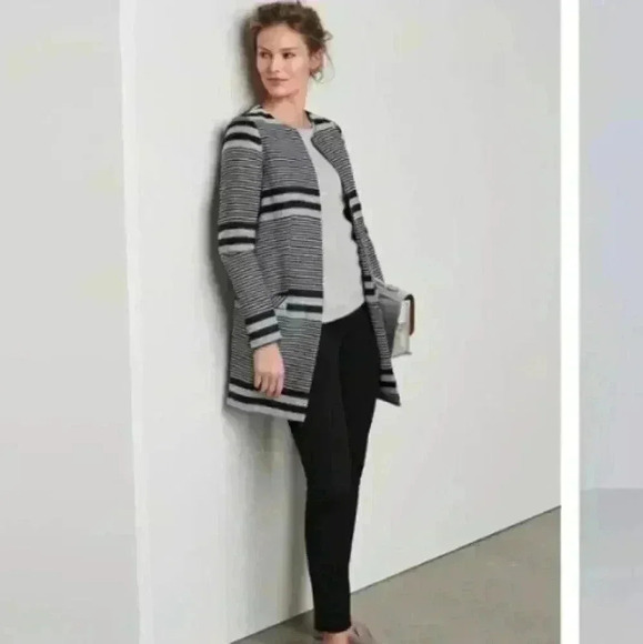 Womens Pure Collection Black Longline Striped Jacket - Black NWT New Size 8/10 - Picture 2 of 16